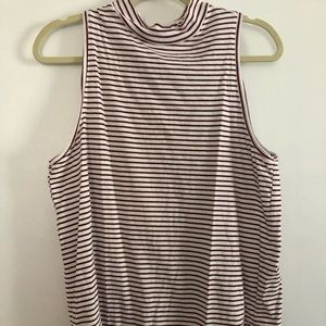 High-Neck Striped Garnet Tank